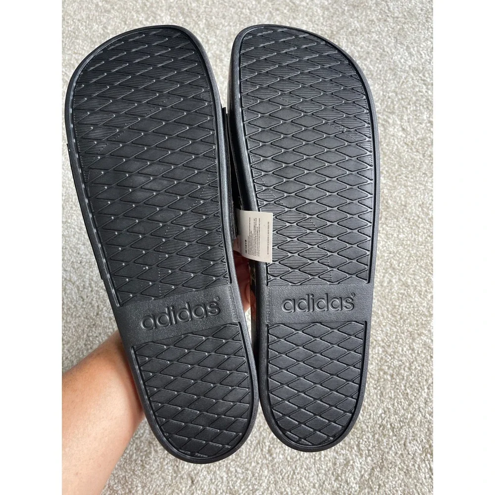 Adidas Adilette Comfort Slides Mens 18 Floral Rose Gold Stripes Sandals EG1850